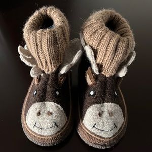 Garnet Hill Kids' Boiled Wool Slipper Boots - Moose!